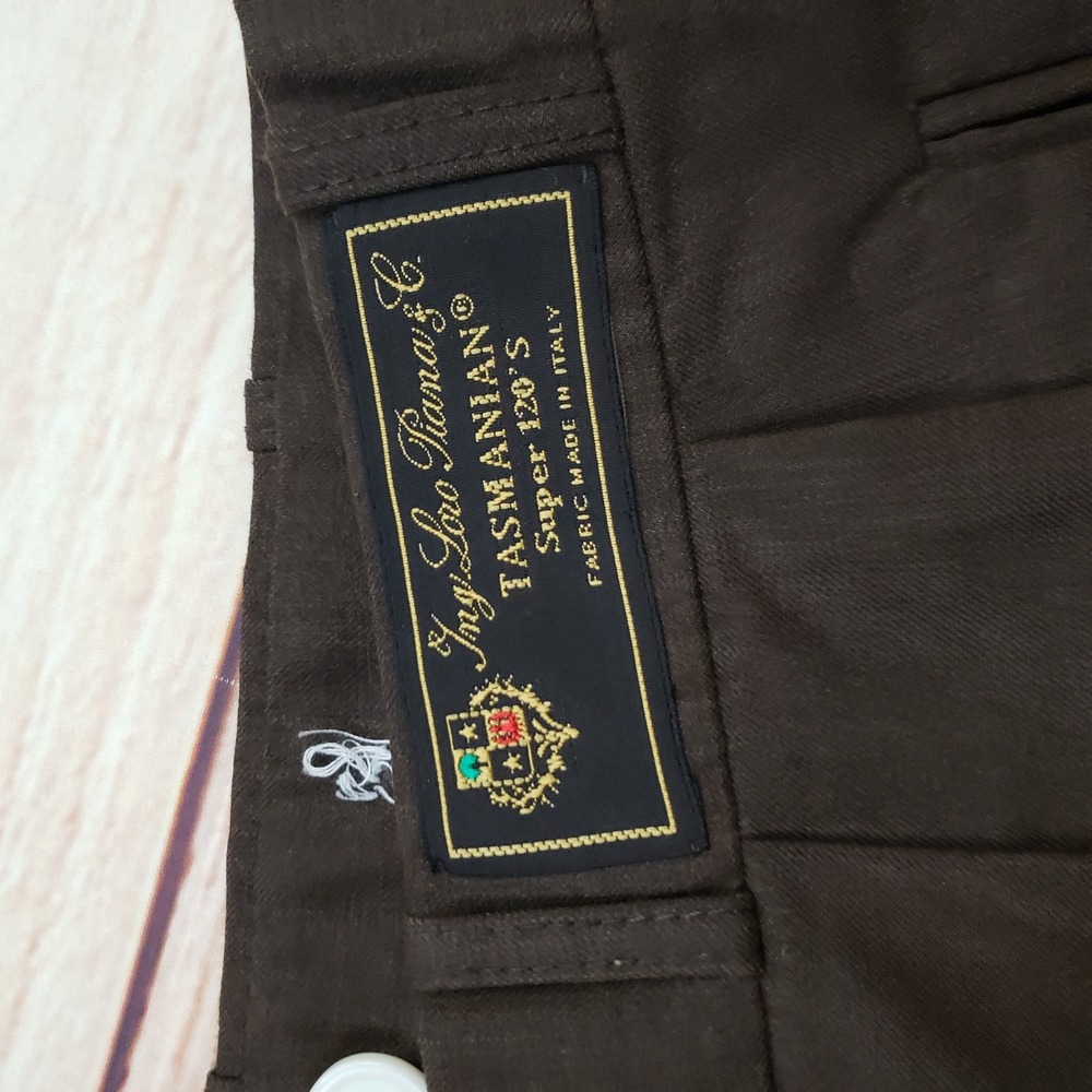 Villa Di Roma Loro Piana Dress Pants Mens 32x28 Brown Super 120s‎ Wool Pleated - Picture 3 of 11